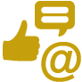 Thumbs up, chat bubble and at symbol icon